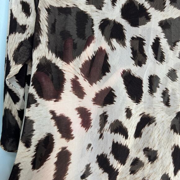 Laura Ashely Size 1X Sheer Animal Print Jacket Retro Style Summer Safari - Picture 9 of 11